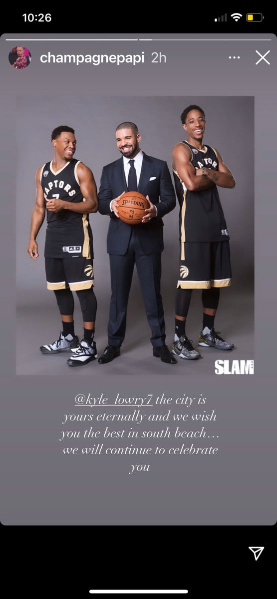 Drake shares a photo of himself Kyle Lowry and DeMar DeRozan